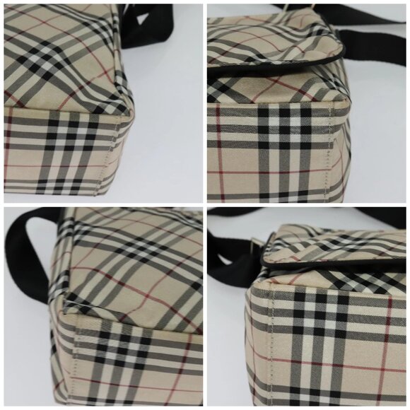 BURBERRY Nova Check Blue Label Shoulder Bag Nylon Beige Silver Auth - Picture 16 of 16